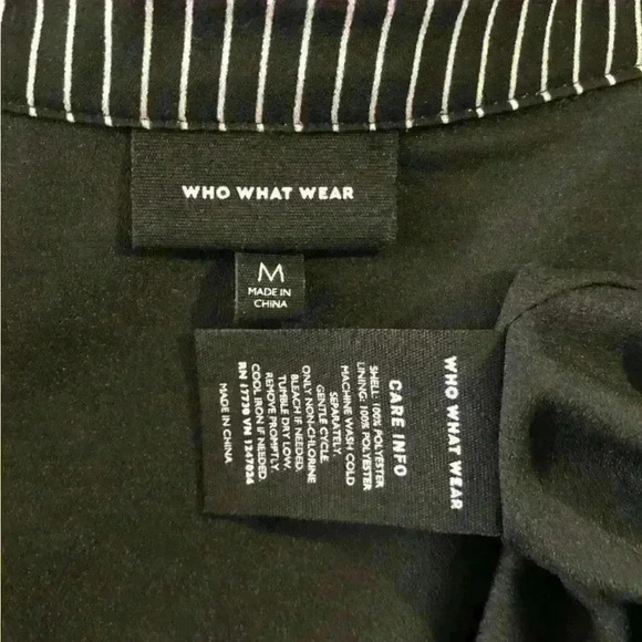 Who What Where Womens M Black White Striped Belted Longline Shirt Career Dress - Picture 4 of 8